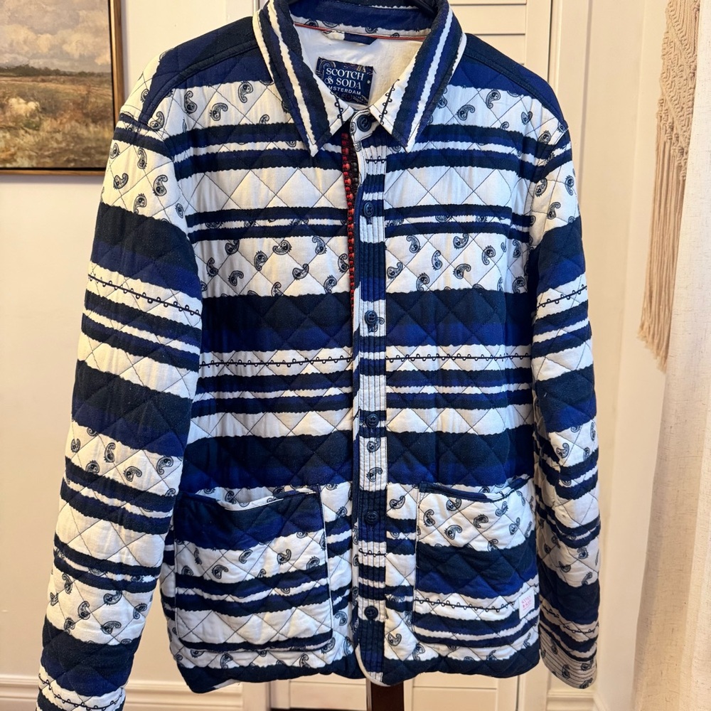 Scotch & Soda Amsterdam Vintage Slim Fit Quilted Jacquard Shirt Jacket